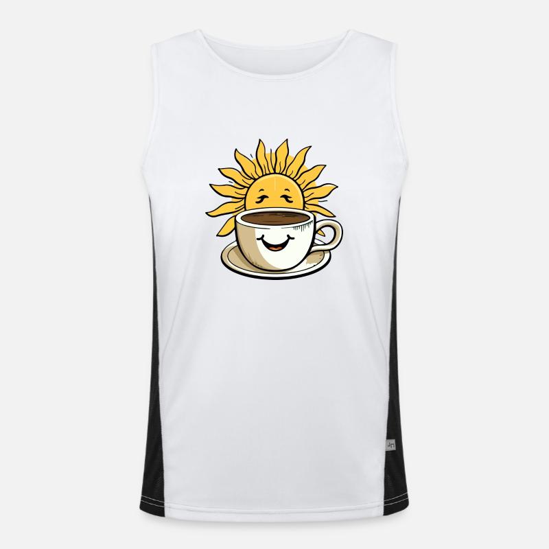 Morgensonne und Kaffee Funktionelles Kontrast-Tank Top für Männer 