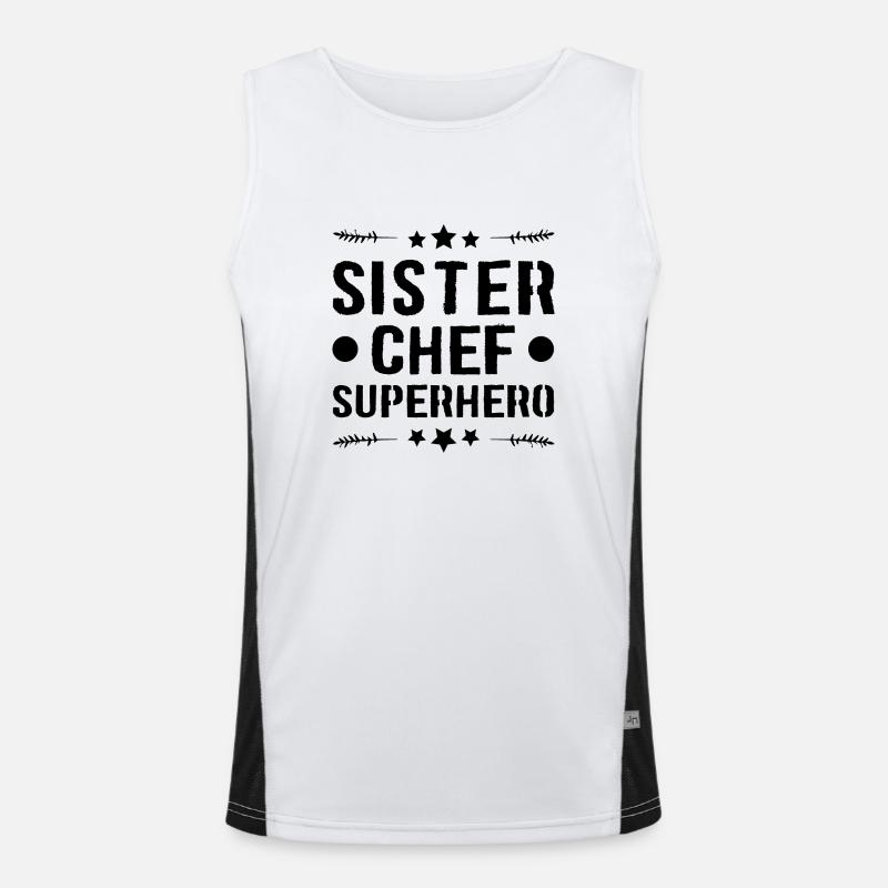 Schwester Chef Superheld Funktionelles Kontrast-Tank Top für Männer 