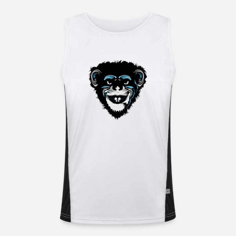 head monkey chimpanzee macaque drawing 7 A Men's Functional Contrast Tank Top 