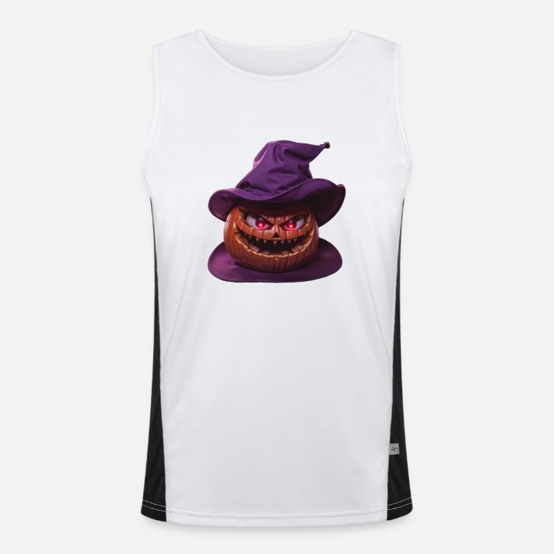 Wicked Hat Pumpkin with a charming smile 😈 Men's Functional Contrast Tank Top 