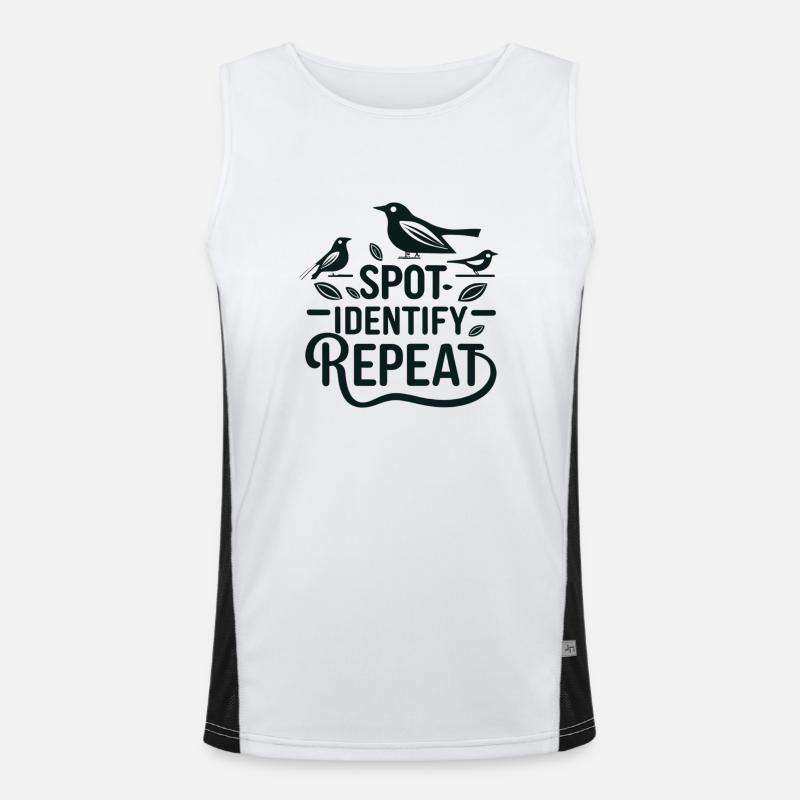 "Spot, Identify, Repeat" simple slogan Men's Functional Contrast Tank Top 