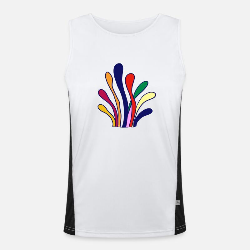 Eight linear patterns with different colors Men's Functional Contrast Tank Top 
