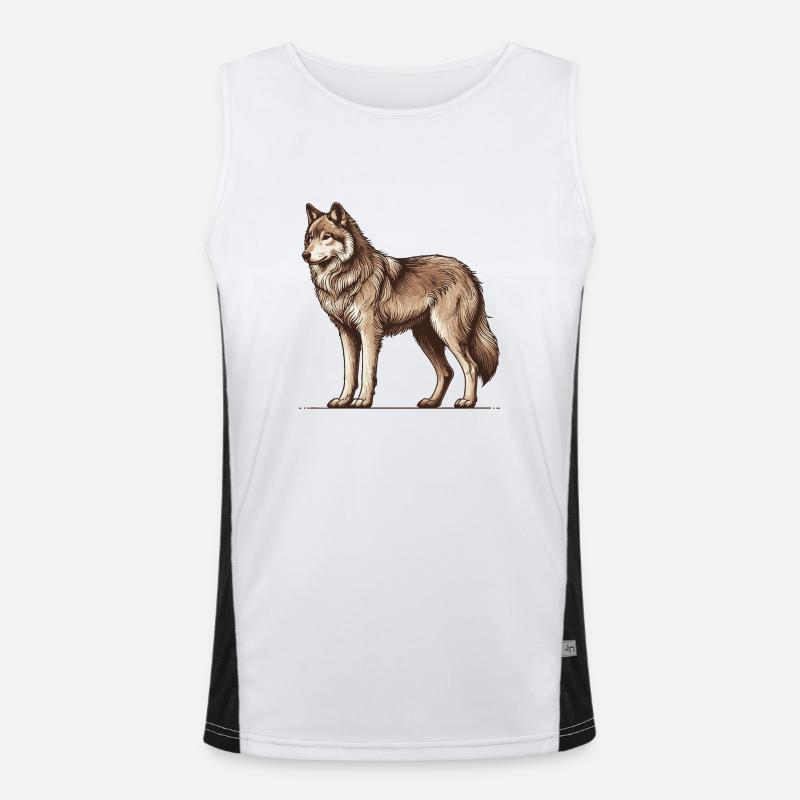Wolf Funktionelles Kontrast-Tank Top für Männer 