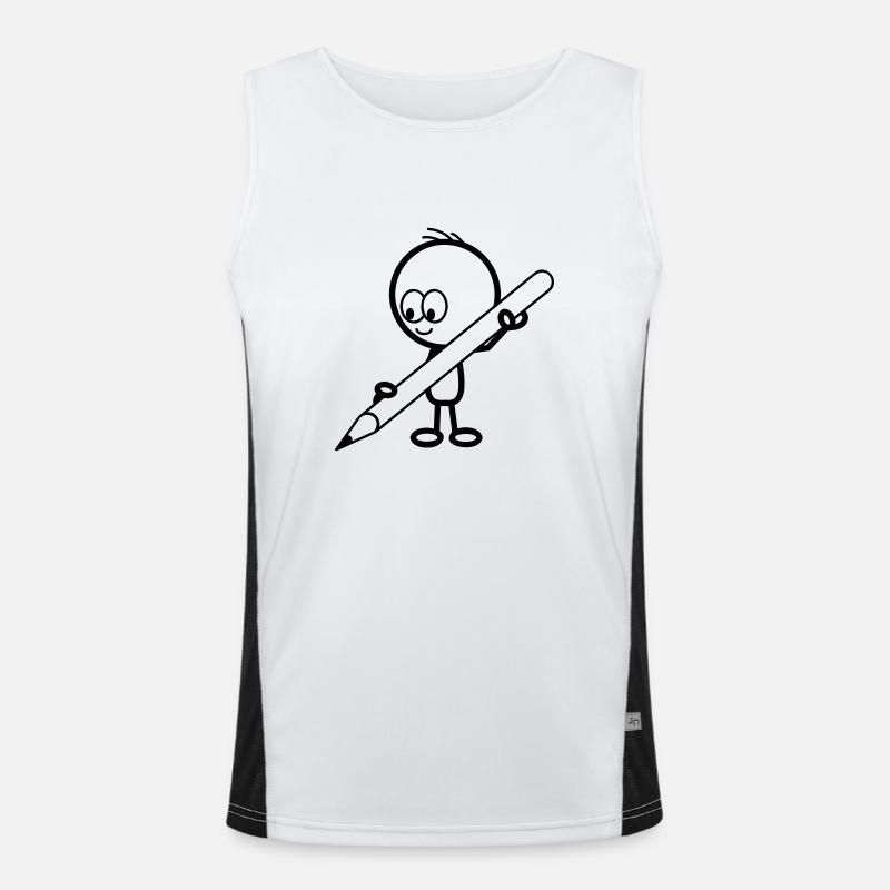 mann_mit_stift - Men's Functional Contrast Tank Top  - white/black