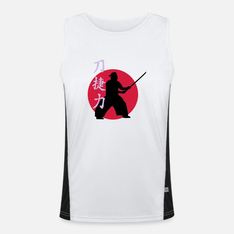 samurai_strength_victory_sword_3c Men's Functional Contrast Tank Top 