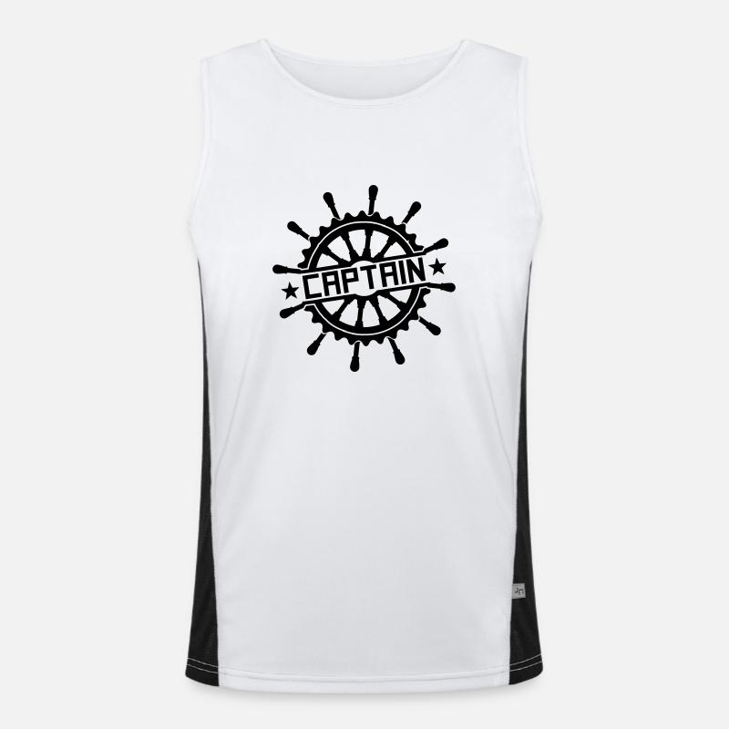 Captain steering wheel stamp logo Men's Functional Contrast Tank Top 