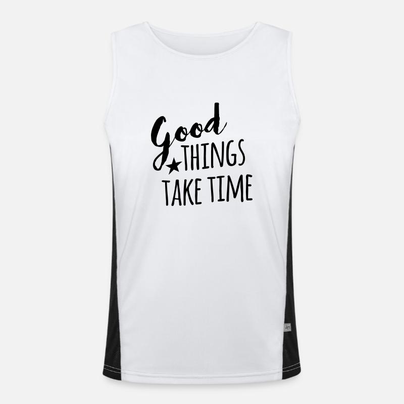 Good things take time - black handletter Men's Functional Contrast Tank Top 
