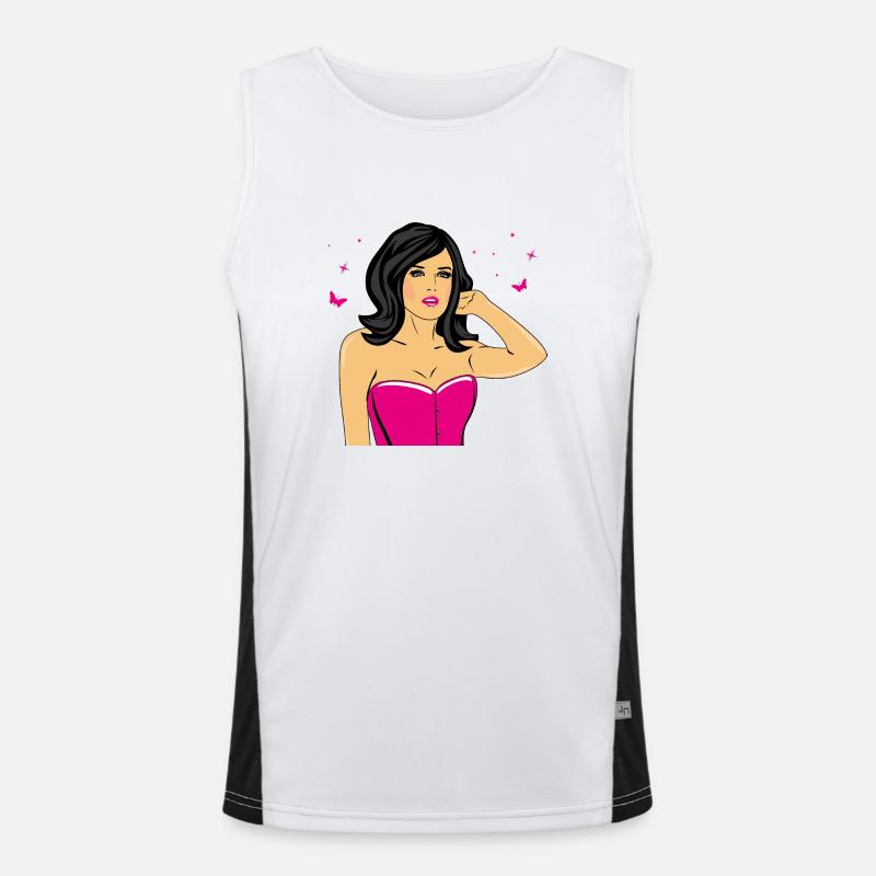 Schöne Brünette Funktionelles Kontrast-Tank Top für Männer 
