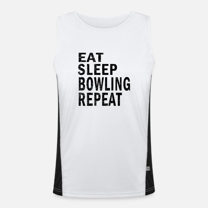 Eat sleep bowling repeat for bowling lovers Funktionelles Kontrast-Tank Top für Männer 