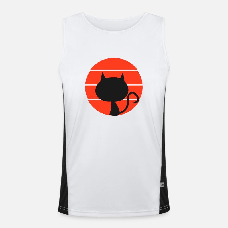 Retro Style Devil Cat Men's Functional Contrast Tank Top 