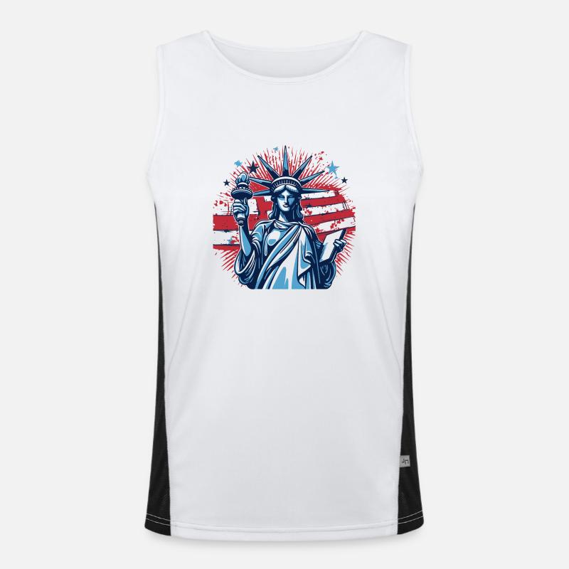 Illustration der Freiheitsstatue Funktionelles Kontrast-Tank Top für Männer 