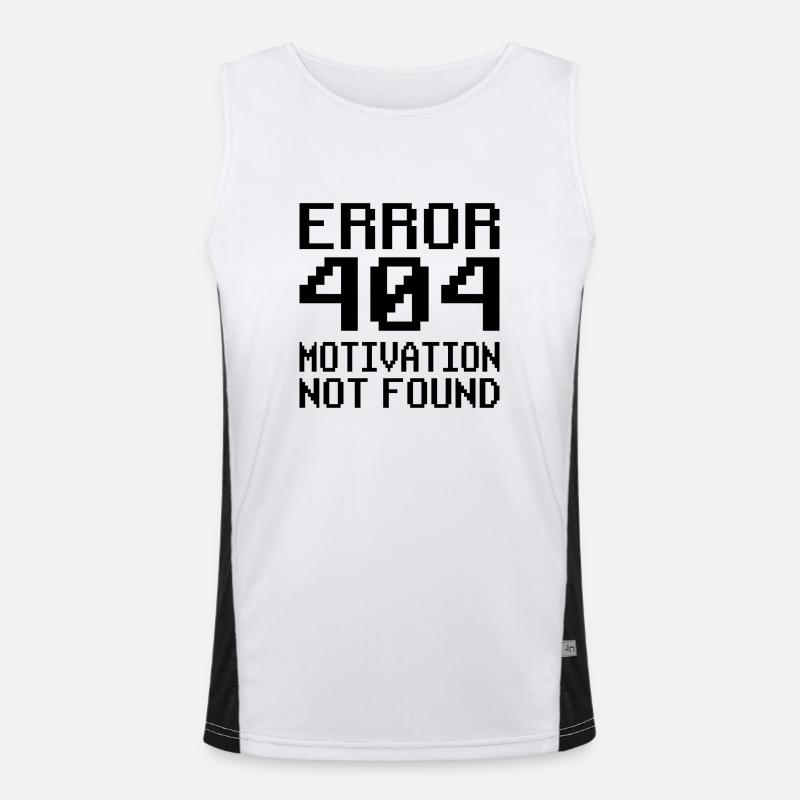Error 404 Motivation not found Pixelart Sprüche Funktionelles Kontrast-Tank Top für Männer 