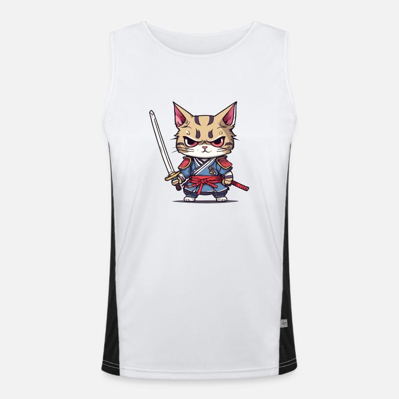 Samurai-Katze #1 Funktionelles Kontrast-Tank Top für Männer 