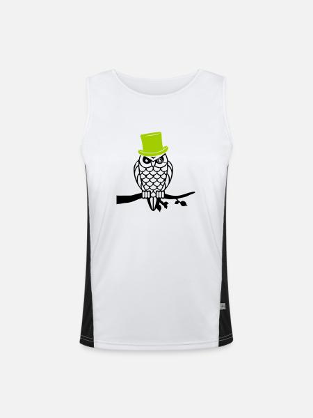owl sir - Men's Functional Contrast Tank Top  - white/black - Front