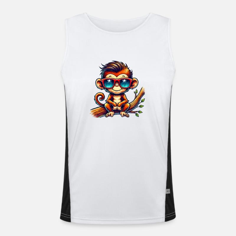 Monkey Sunglasses Comic Men's Functional Contrast Tank Top 
