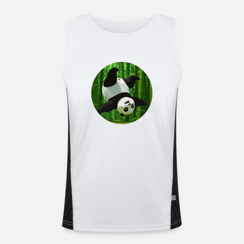 Panda making a somersault Men's Functional Contrast Tank Top 