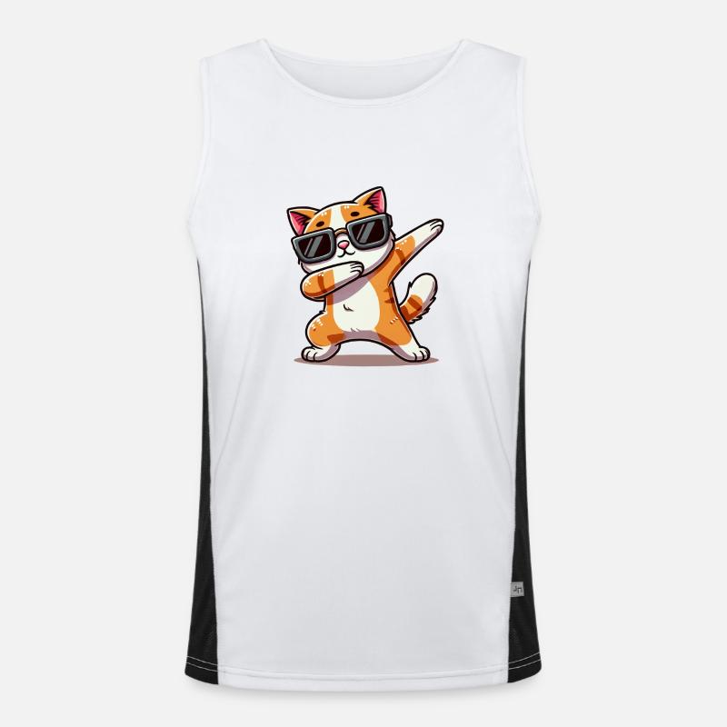 katze comic dabbing Funktionelles Kontrast-Tank Top für Männer 