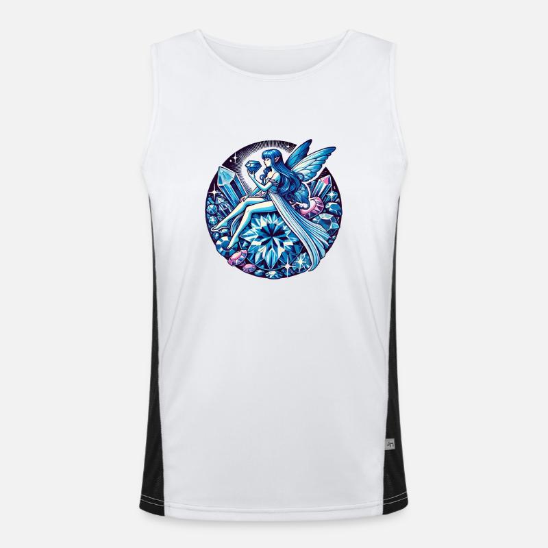 Blauer Saphir Fee Fantasy Kunst Funktionelles Kontrast-Tank Top für Männer 