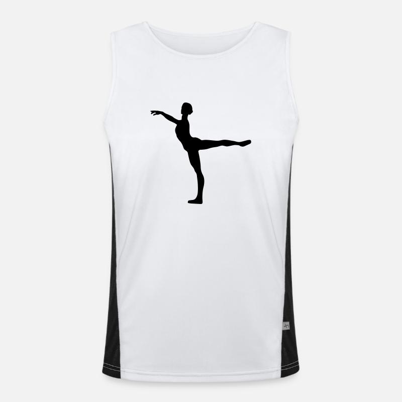 Vector Ballet dancer Silhouette - Men's Functional Contrast Tank Top  - white/black