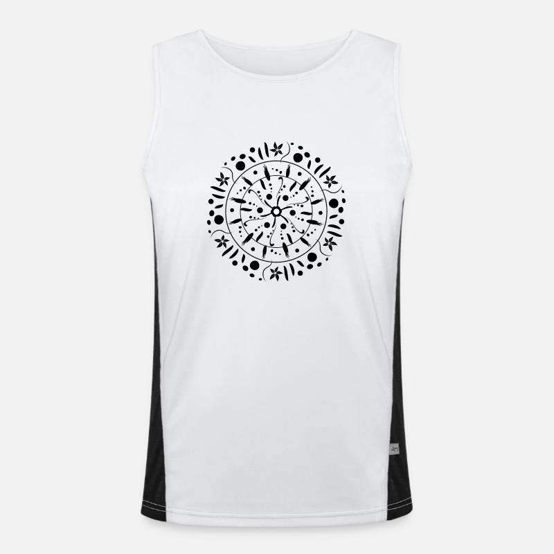 Grain Circle Pattern Gift Idea - Men's Functional Contrast Tank Top  - white/black