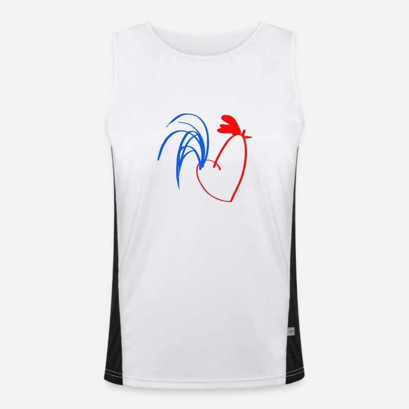 rooster blue white red Men's Functional Contrast Tank Top 