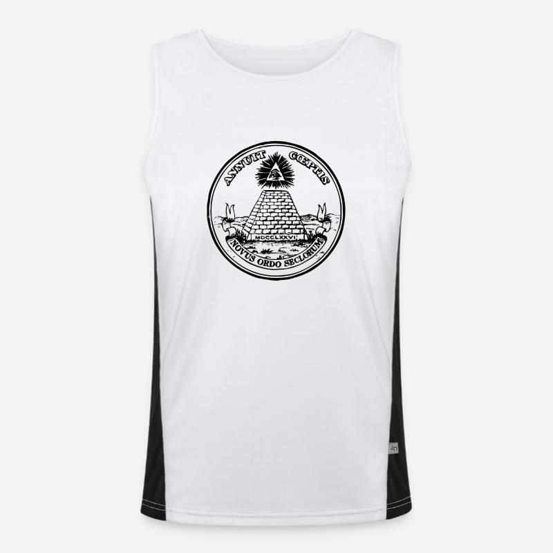 All seeing eye, pyramid, dollar, freemason, god Men's Functional Contrast Tank Top 