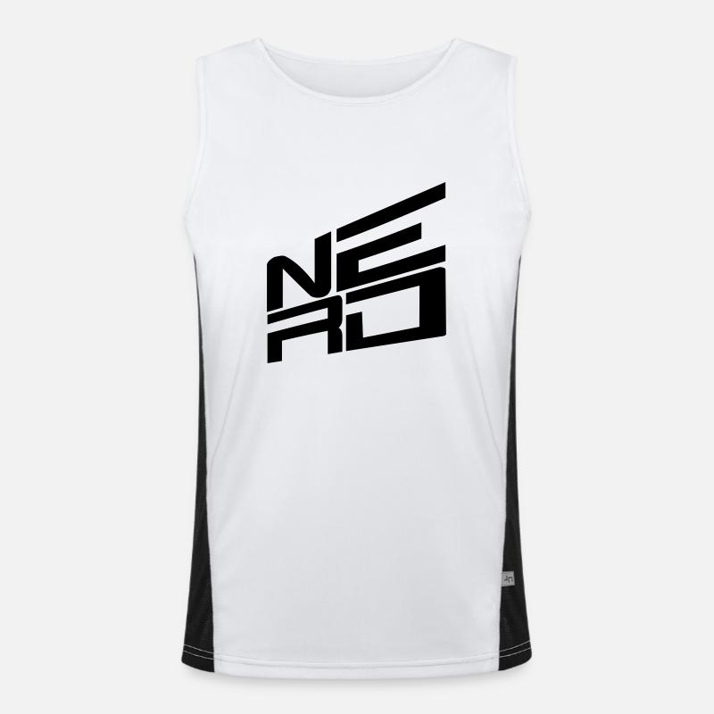 logo nerd text geek smart freak smart cool Men's Functional Contrast Tank Top 