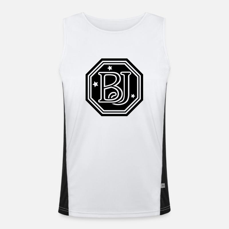 BJ monogram initial letters - Men's Functional Contrast Tank Top  - white/black