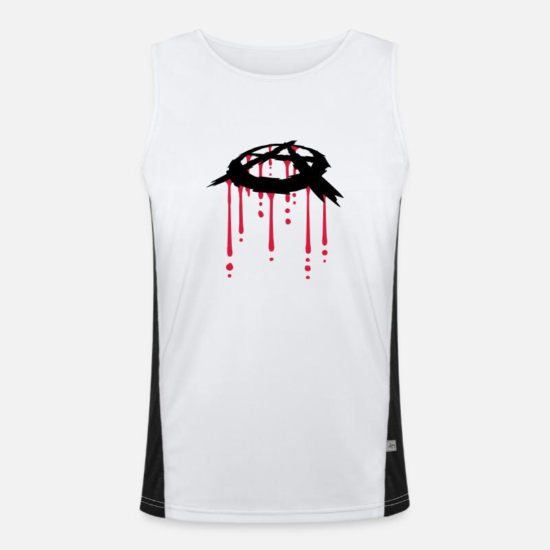 Blut Tropfen Anarchie Symbol Funktionelles Kontrast-Tank Top für Männer 