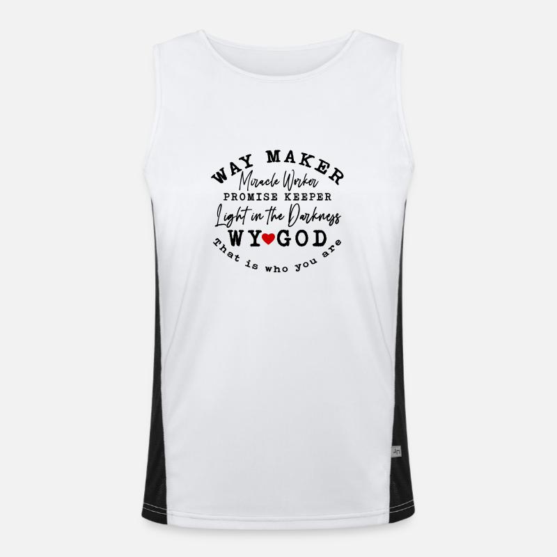 way maker miracle worker promise keeper light in Men's Functional Contrast Tank Top 