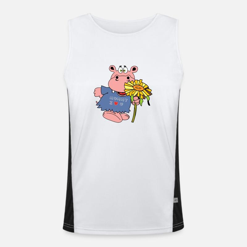 hippo nilpferd blume muttertag mutti geschenk kids Funktionelles Kontrast-Tank Top für Männer 