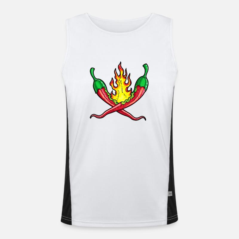 burning chilli peppers Men's Functional Contrast Tank Top 