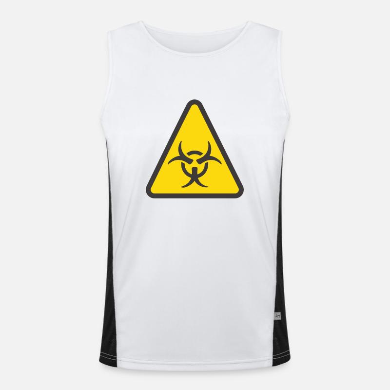Warning label biohazard yellow Men's Functional Contrast Tank Top 