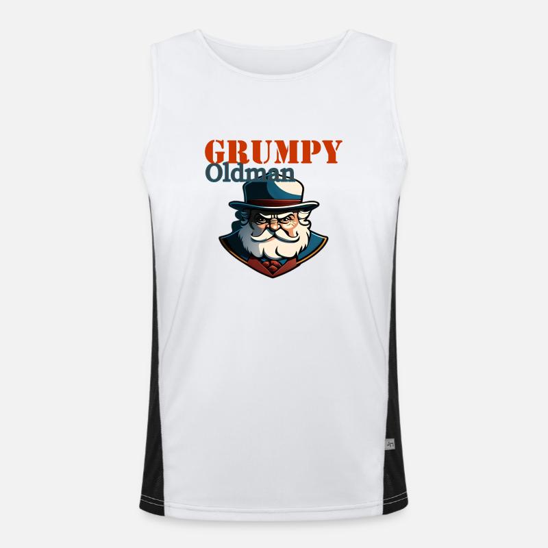 GRUMPY OLD MAN - Men's Functional Contrast Tank Top  - white/black