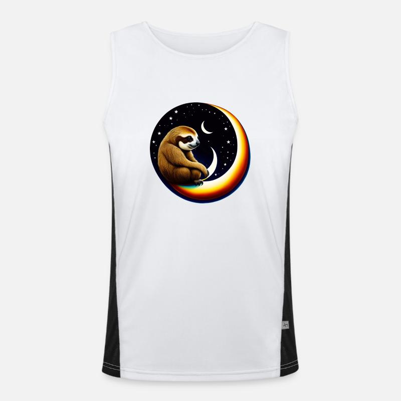 Crescent moon sloth Men's Functional Contrast Tank Top 