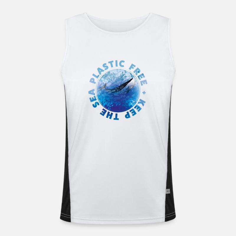 The Whale KEEP THE SEA PLASTIC FREE Funktionelles Kontrast-Tank Top für Männer 