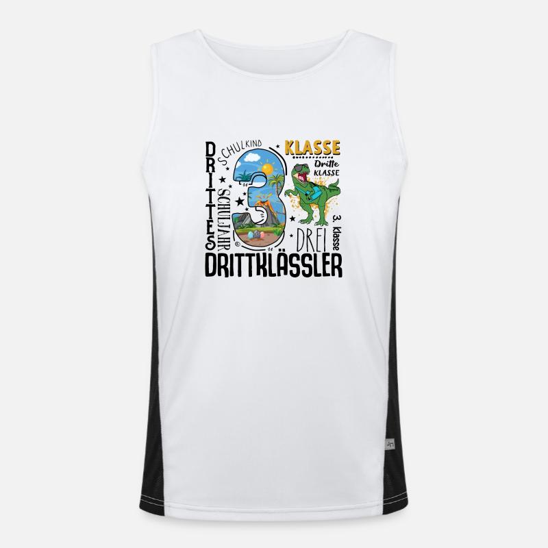 3rd class Dino T-Rex Men's Functional Contrast Tank Top 