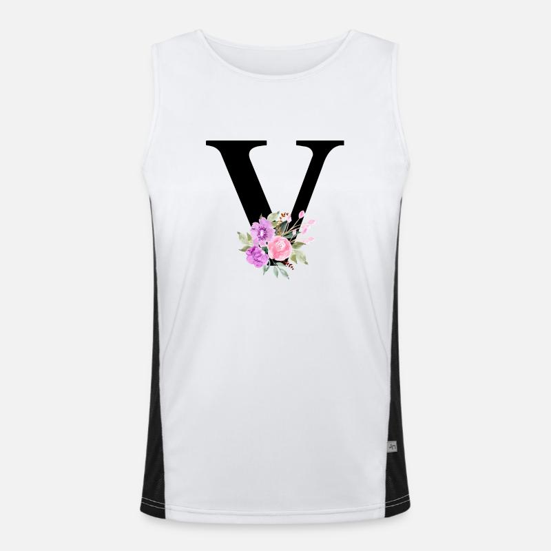 Lila floraler V-Buchstabe Funktionelles Kontrast-Tank Top für Männer 