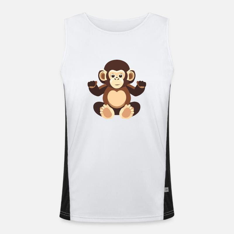 Monkey Baby Cute Brown Fur Gorilla Orangutang Men's Functional Contrast Tank Top 