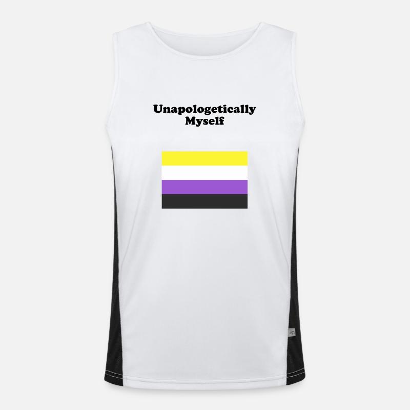 Non Binary Flag Unapologetically Myself - Men's Functional Contrast Tank Top  - white/black