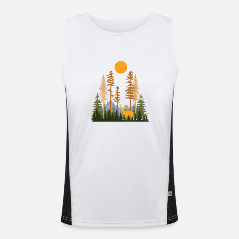 Forêt cachée et cerfs Débardeur respirant contrasté Homme 