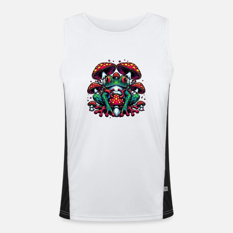 Frog with toadstool - Men's Functional Contrast Tank Top  - white/black