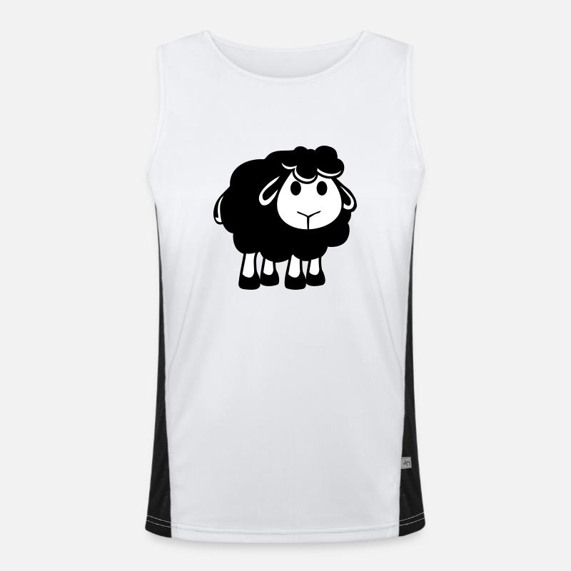 Schwarzes Schaf Klein Süß Niedlich Lamm Cool Comic Funktionelles Kontrast-Tank Top für Männer 