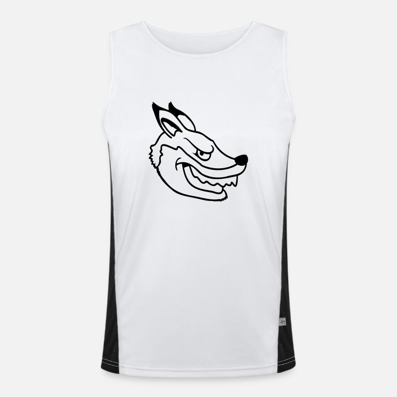 Fuchs Böser Blick Gefährlich Rotfuchs Wildes Tier Funktionelles Kontrast-Tank Top für Männer 