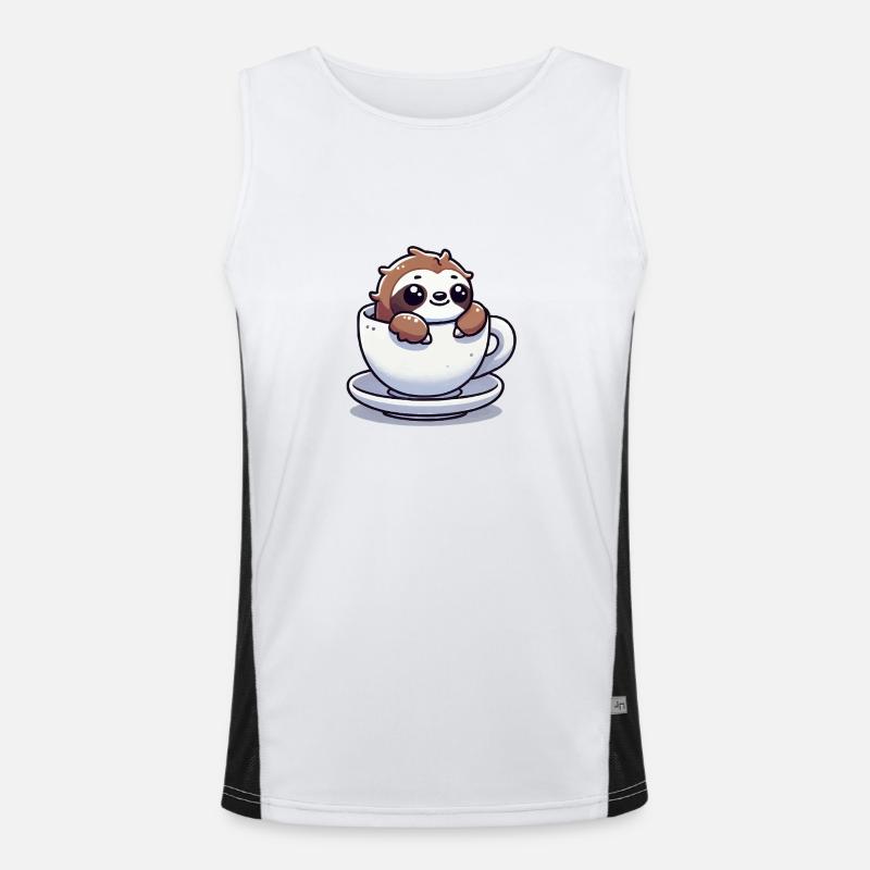 Sloth Coffee Mug Men's Functional Contrast Tank Top 