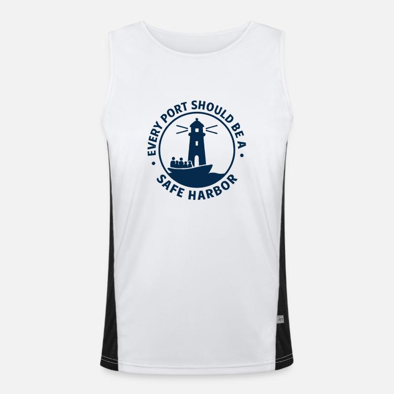 Every port should be a safe harbor Funktionelles Kontrast-Tank Top für Männer 