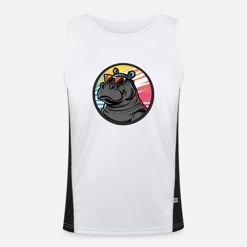 Nilpferd Cool Comic Funktionelles Kontrast-Tank Top für Männer 