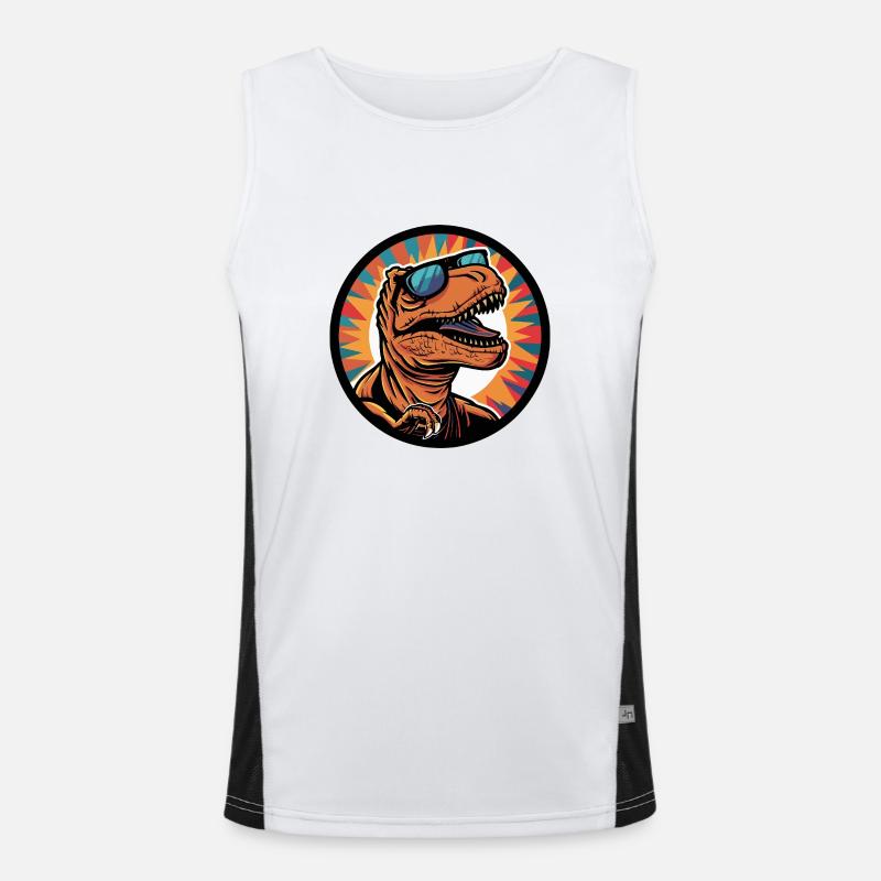 Dinosaur T-Rex Cool Comic - Men's Functional Contrast Tank Top  - white/black
