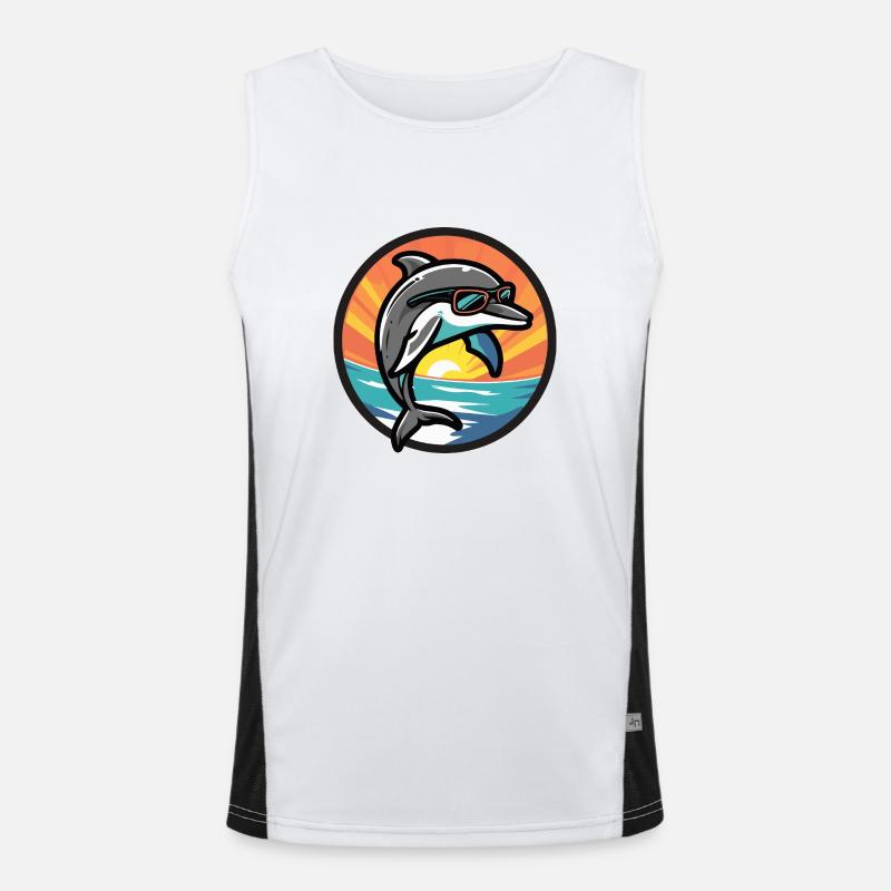 Dolphin Cool Comic - Men's Functional Contrast Tank Top  - white/black