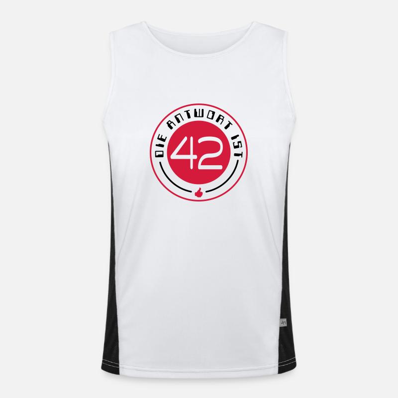 the answer is 42 - Men's Functional Contrast Tank Top  - white/black